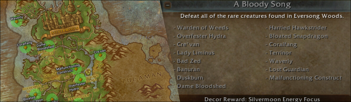 A Bloody Song: Eversong Woods Rares and Locations